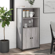 Hoge kast 62x36x121,5 cm bewerkt hout grijs