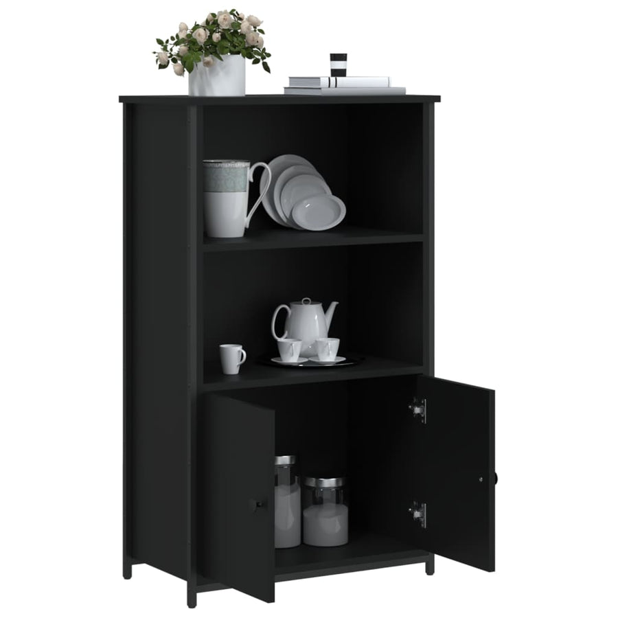 Hoge Kast 62X32X103,5 Cm Bewerkt Hout Zwart