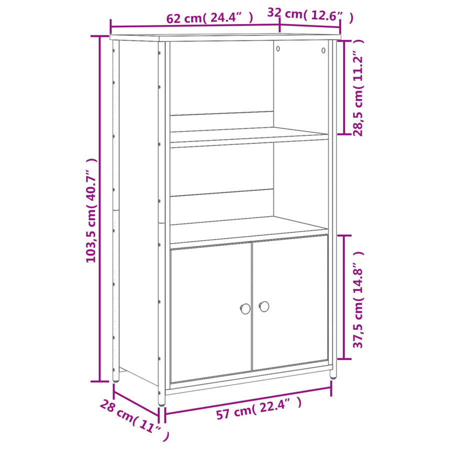 Hoge Kast 62X32X103,5 Cm Bewerkt Hout Bruin Eikenkleur