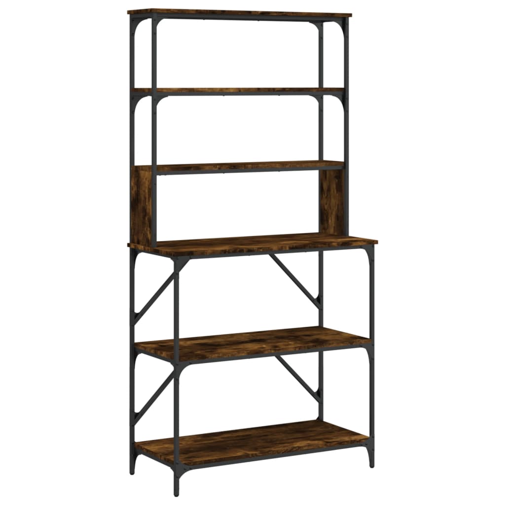 Bakkersrek 6-Laags 90X40X180 Cm Bewerkt Hout Kleur Gerookt eiken