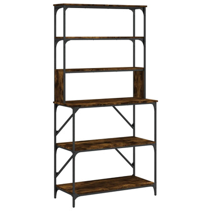 Bakkersrek 6-Laags 90X40X180 Cm Bewerkt Hout Kleur Gerookt eiken