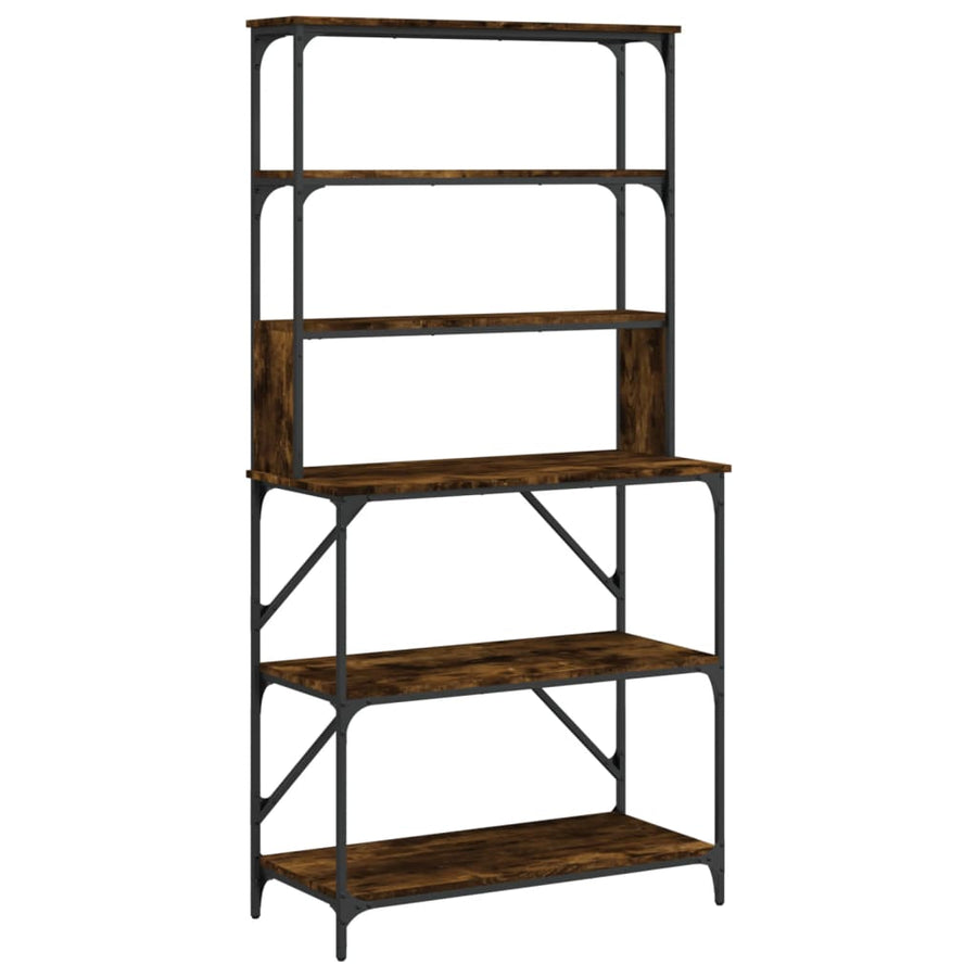 Bakkersrek 6-Laags 90X40X180 Cm Bewerkt Hout Kleur Gerookt eiken