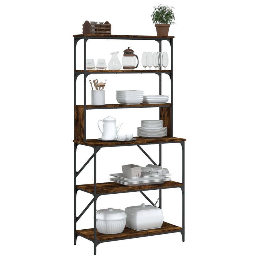 Bakkersrek 6-Laags 90X40X180 Cm Bewerkt Hout Kleur Gerookt eiken
