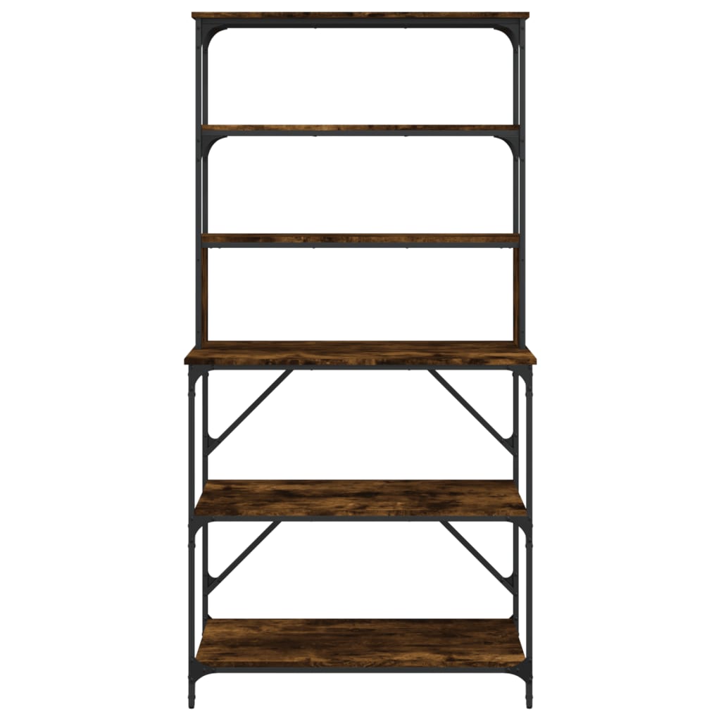 Bakkersrek 6-Laags 90X40X180 Cm Bewerkt Hout Kleur Gerookt eiken