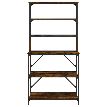 Bakkersrek 6-Laags 90X40X180 Cm Bewerkt Hout Kleur Gerookt eiken