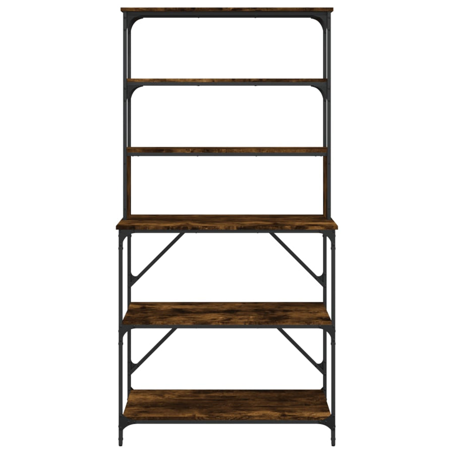 Bakkersrek 6-Laags 90X40X180 Cm Bewerkt Hout Kleur Gerookt eiken