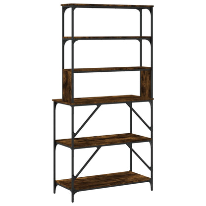 Bakkersrek 6-Laags 90X40X180 Cm Bewerkt Hout Kleur Gerookt eiken