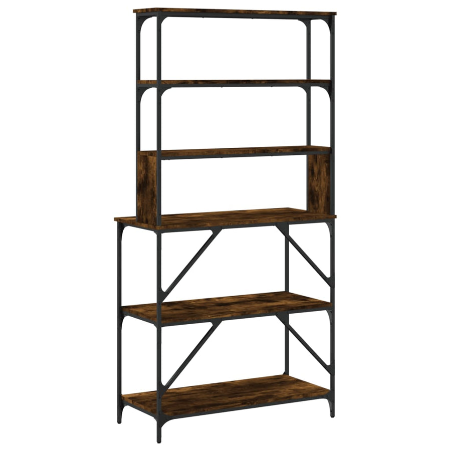 Bakkersrek 6-Laags 90X40X180 Cm Bewerkt Hout Kleur Gerookt eiken