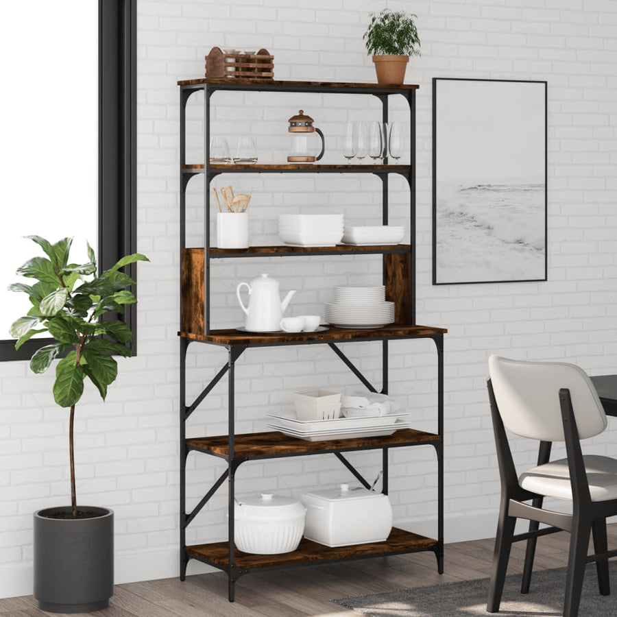 Bakkersrek 6-Laags 90X40X180 Cm Bewerkt Hout Kleur Gerookt eiken