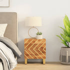 Nightstand solid mango wood brown and black