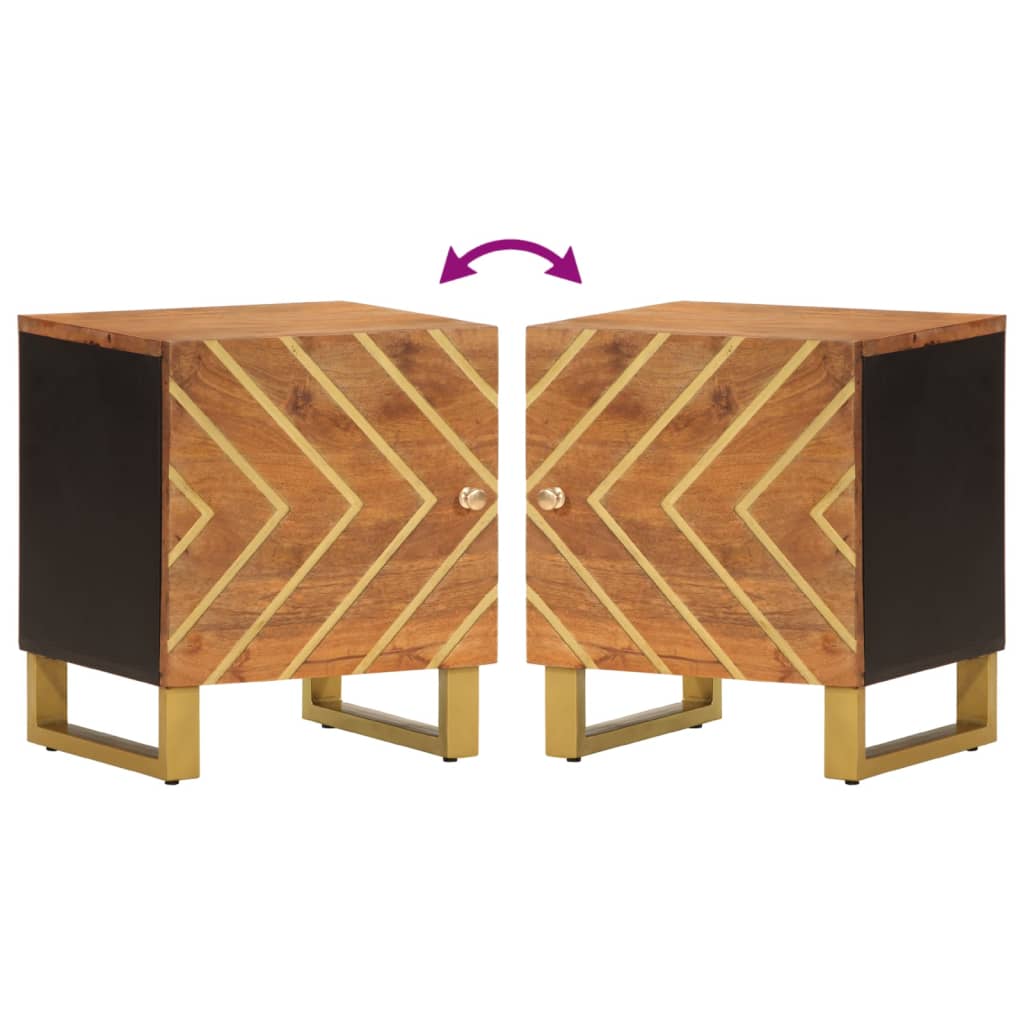 Nachtkastjes 2 St Massief Mangohout Bruin En Zwart