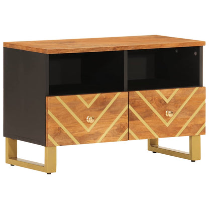 Tv-Meubel 70X33,5X46 Cm Massief Mangohout Bruin En Zwart