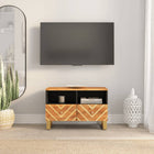 Tv-meubel 70x33,5x46 cm massief mangohout bruin zwart