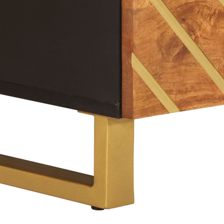 Salontafel 80X54X40 Cm Massief Mangohout Bruin En Zwart