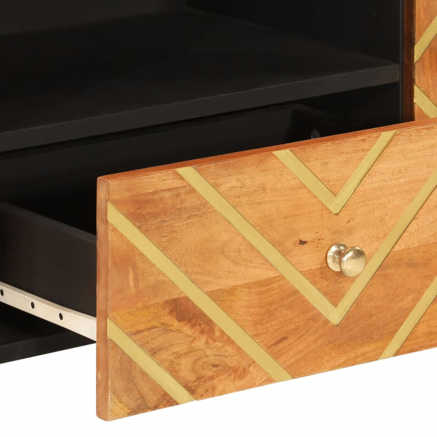 Tv-meubel 105x33,5x46 cm massief mangohout bruin en zwart
