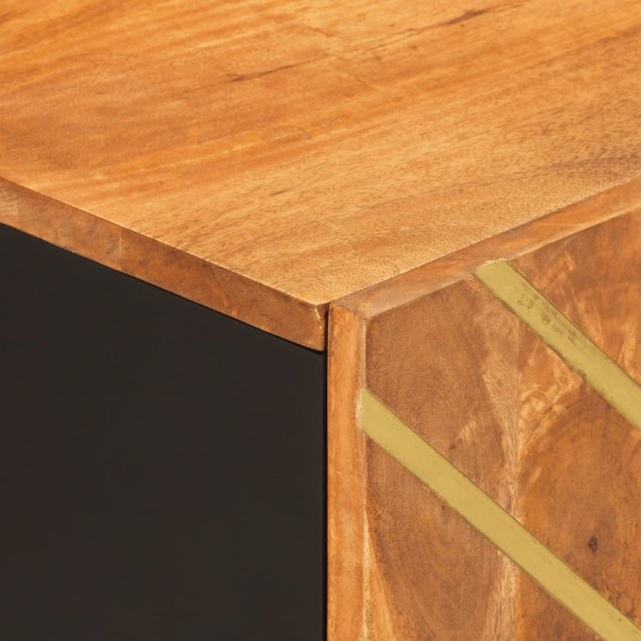 Tv-meubel 105x33,5x46 cm massief mangohout bruin en zwart