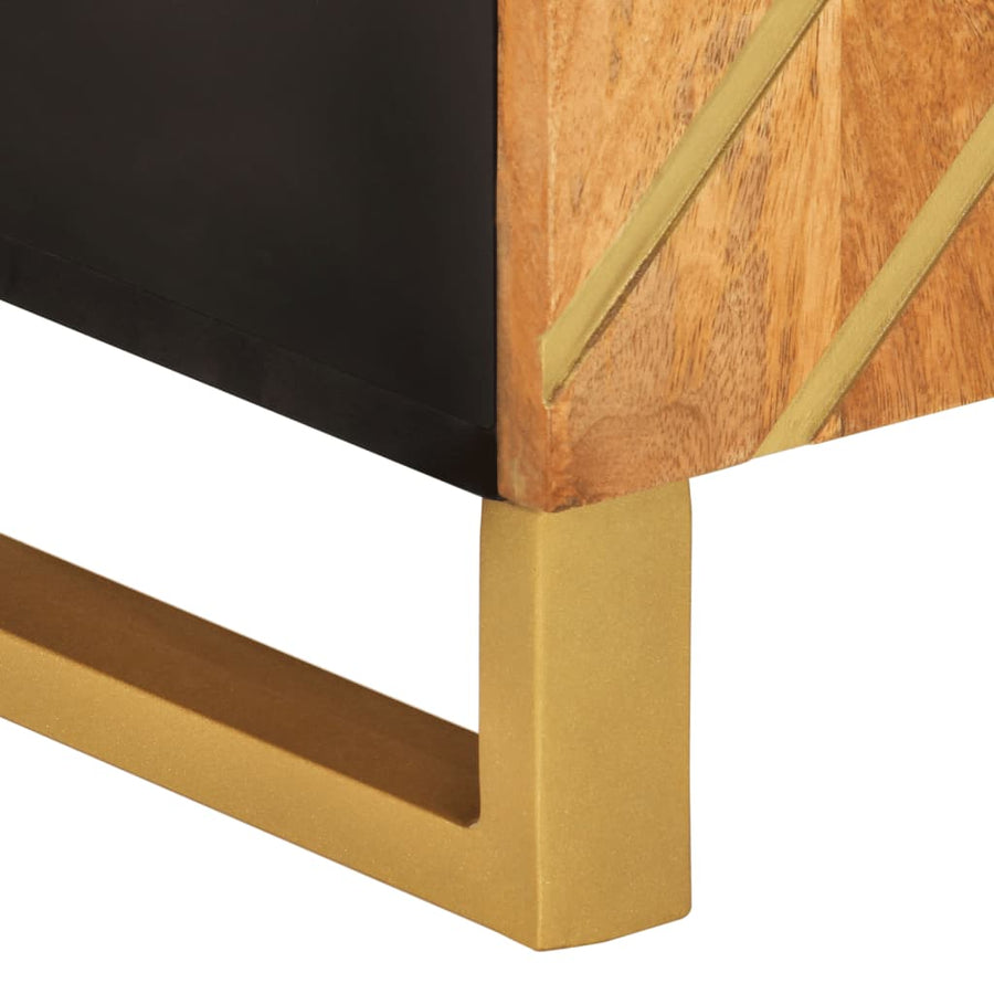 Tv-meubel 105x33,5x46 cm massief mangohout bruin en zwart