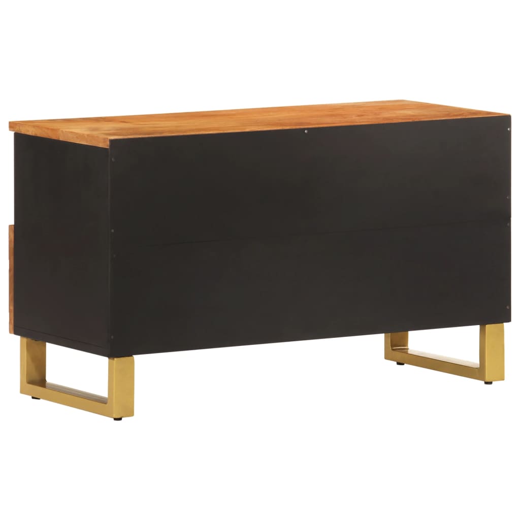Tv-Meubel 80X33,5X46 Cm Massief Mangohout Bruin En Zwart