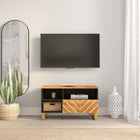 Tv-meubel 80x33,5x46 cm massief mangohout bruin zwart