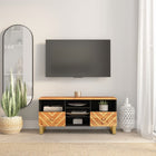 Tv-meubel 100x33,5x46 cm massief mangohout bruin zwart
