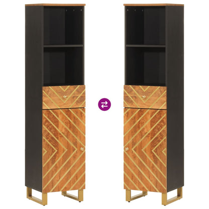 Badkamerkast 38X33,5X160 Cm Massief Mangohout Bruin En Zwart