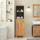 Badkamerkast 38x33,5x160 cm massief mangohout bruin zwart