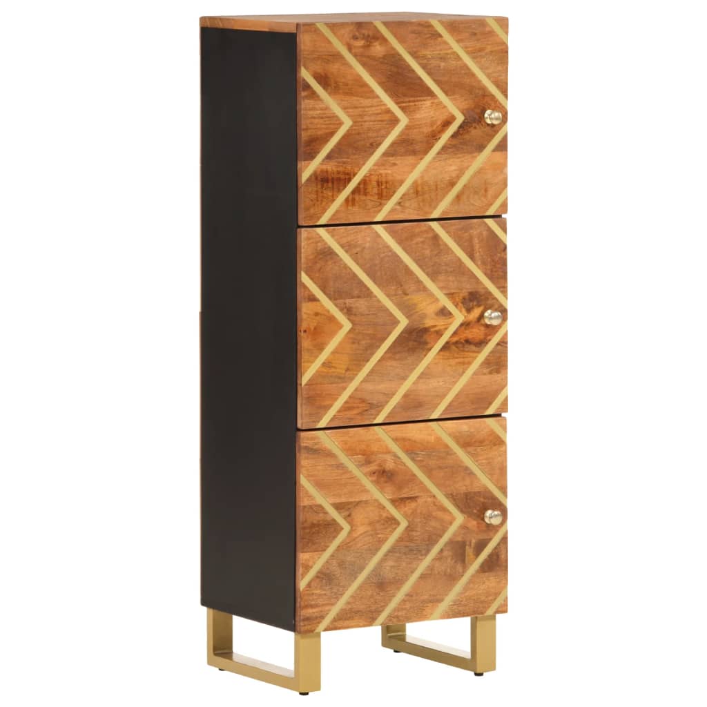 Hoge kast 40x33,5x110 cm massief mangohout bruin en zwart