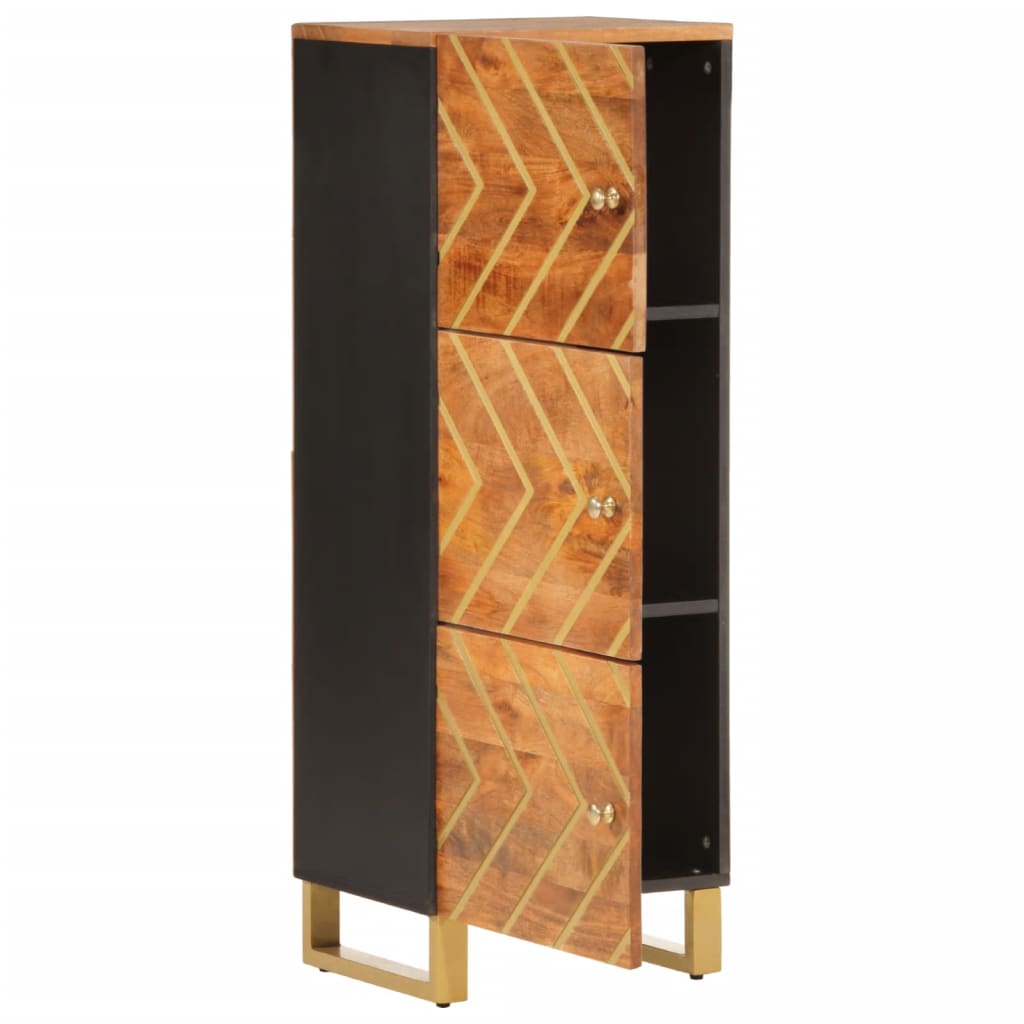 Hoge kast 40x33,5x110 cm massief mangohout bruin en zwart