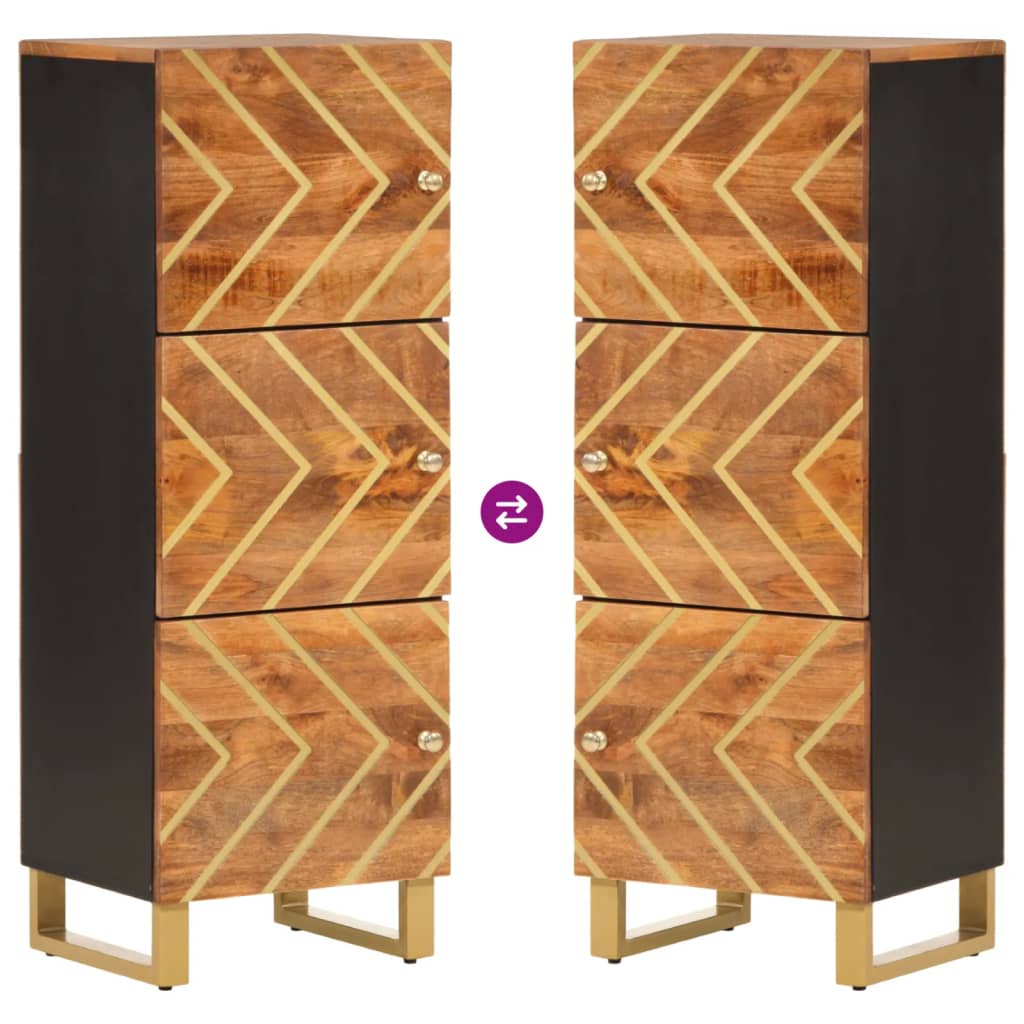 Hoge kast 40x33,5x110 cm massief mangohout bruin en zwart