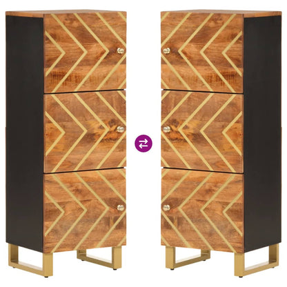 Hoge kast 40x33,5x110 cm massief mangohout bruin en zwart