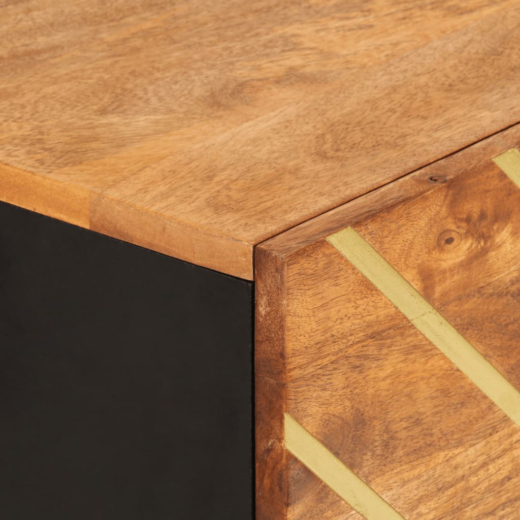 Hoge kast 40x33,5x110 cm massief mangohout bruin en zwart
