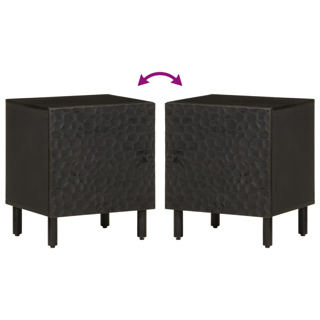 Nachtkastjes 2 st 40x33x46 cm massief mangohout zwart
