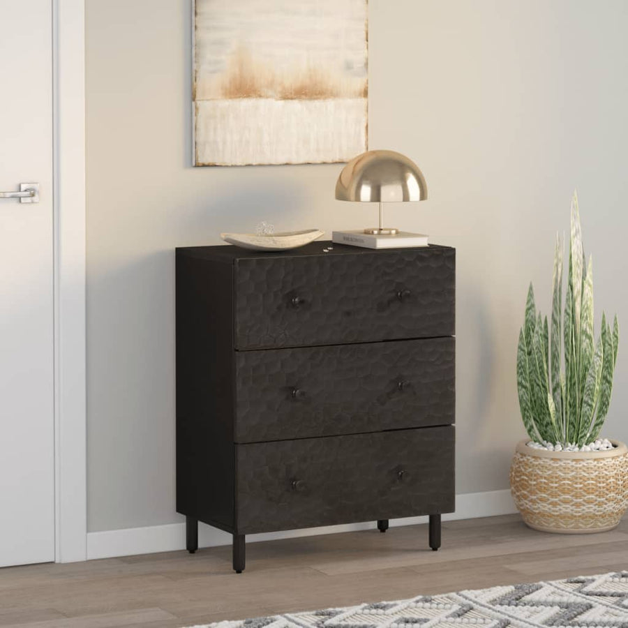Bijzetkast 60x33x75 cm massief mangohout zwart Zwart massief mangohout