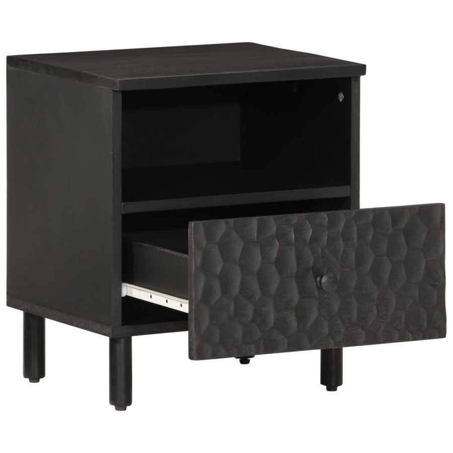 Nachtkastjes 2 st 40x33x46 cm massief mangohout zwart 2 Zwart massief mangohout