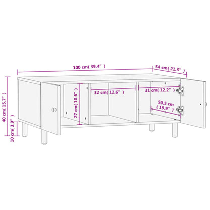 Salontafel 00X54X40 Cm Zwart massief mangohout