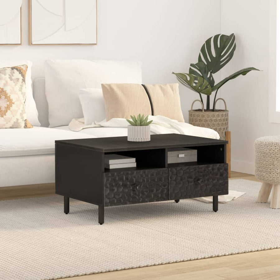 Salontafel 80x54x40 cm Zwart massief mangohout