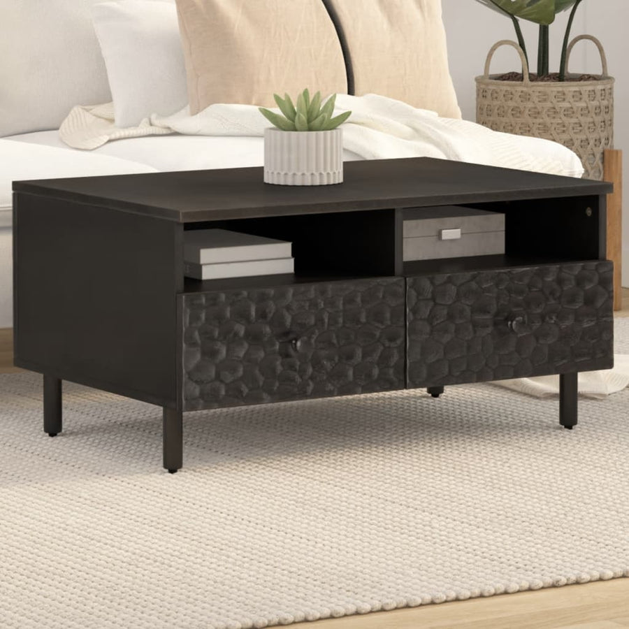 Salontafel 80x54x40 cm Zwart massief mangohout