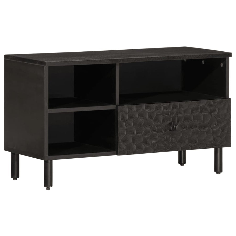 Tv-meubel 80x33x46 cm massief mangohout zwart Zwart massief mangohout