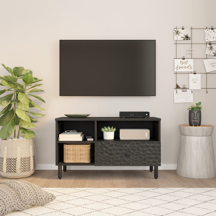 Tv-meubel 80x33x46 cm massief mangohout zwart Zwart massief mangohout