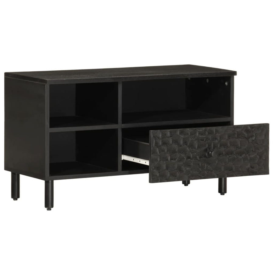 Tv-meubel 80x33x46 cm massief mangohout zwart Zwart massief mangohout