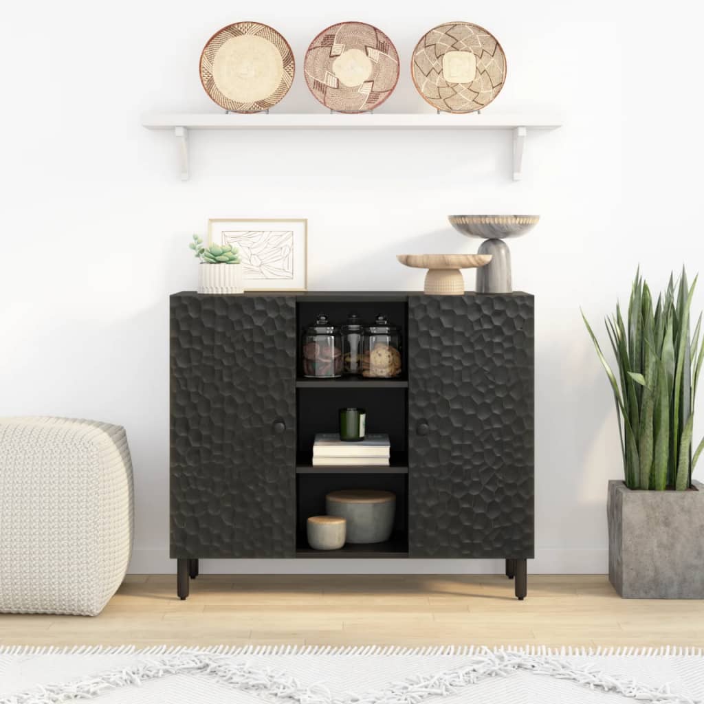 Bijzetkast 90x33x75 cm massief mangohout zwart Zwart massief mangohout