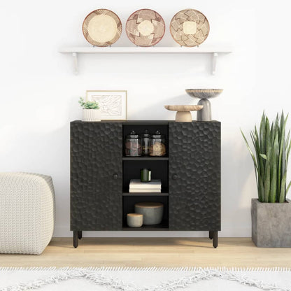 Bijzetkast 90x33x75 cm massief mangohout zwart Zwart massief mangohout