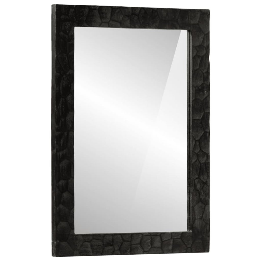 Badkamerspiegel 50x70x2,5 cm massief mangohout en glas zwart Zwart