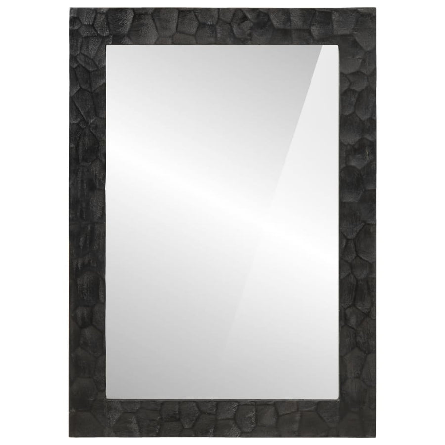 Badkamerspiegel 50x70x2,5 cm massief mangohout en glas zwart Zwart