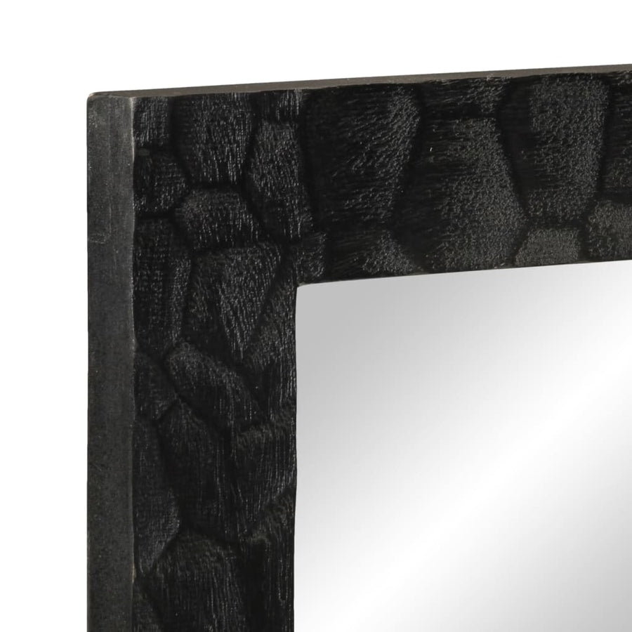 Badkamerspiegel 50x70x2,5 cm massief mangohout en glas zwart Zwart