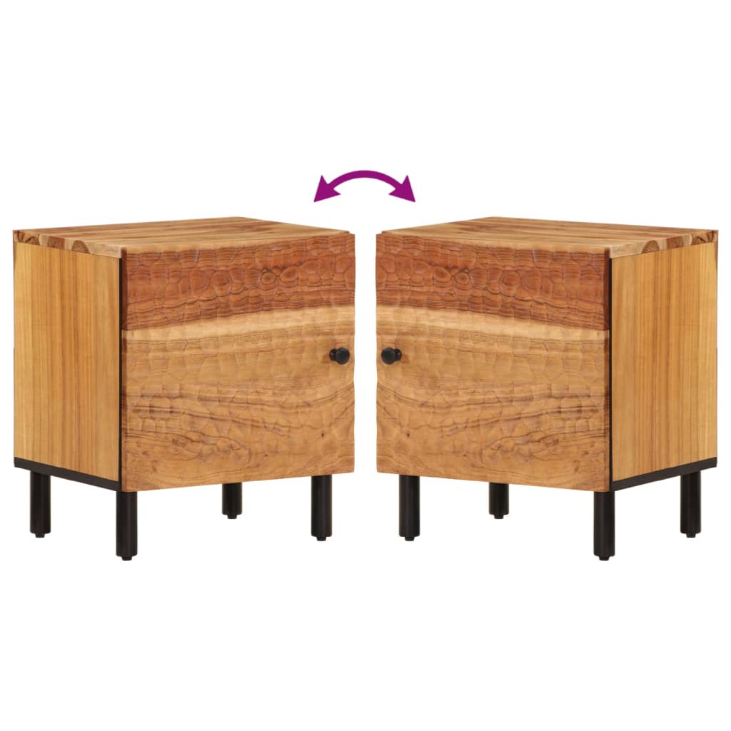 Nachtkastjes 2 st 40x33x46 cm massief acaciahout 2 Naturel Massief acaciahout