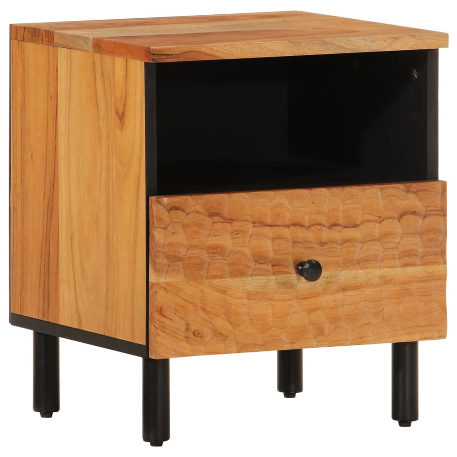 Nachtkastjes 2 st 40x33x46 cm massief acaciahout 2 Naturel Massief acaciahout