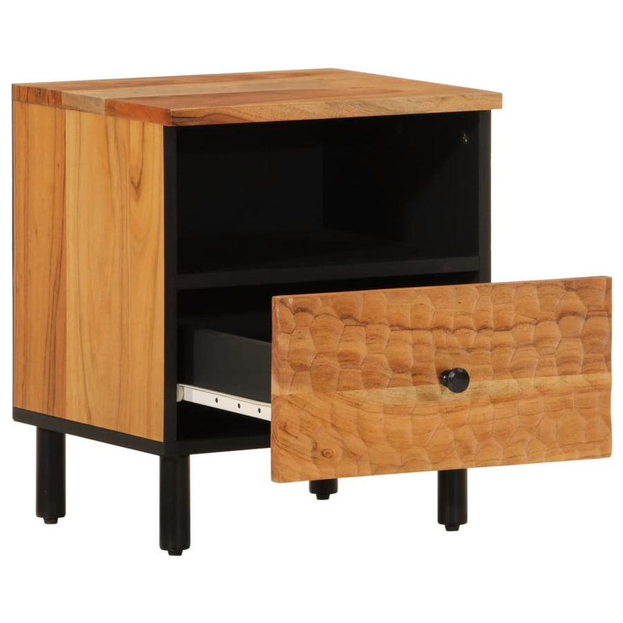 Nachtkastjes 2 st 40x33x46 cm massief acaciahout 2 Naturel Massief acaciahout