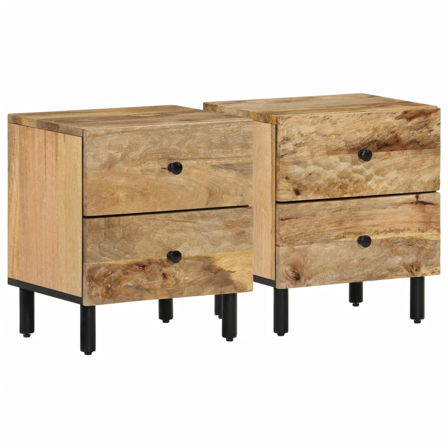 Nachtkastjes 2 st 40x33x46 cm massief mangohout 2 Naturel massief mangohout