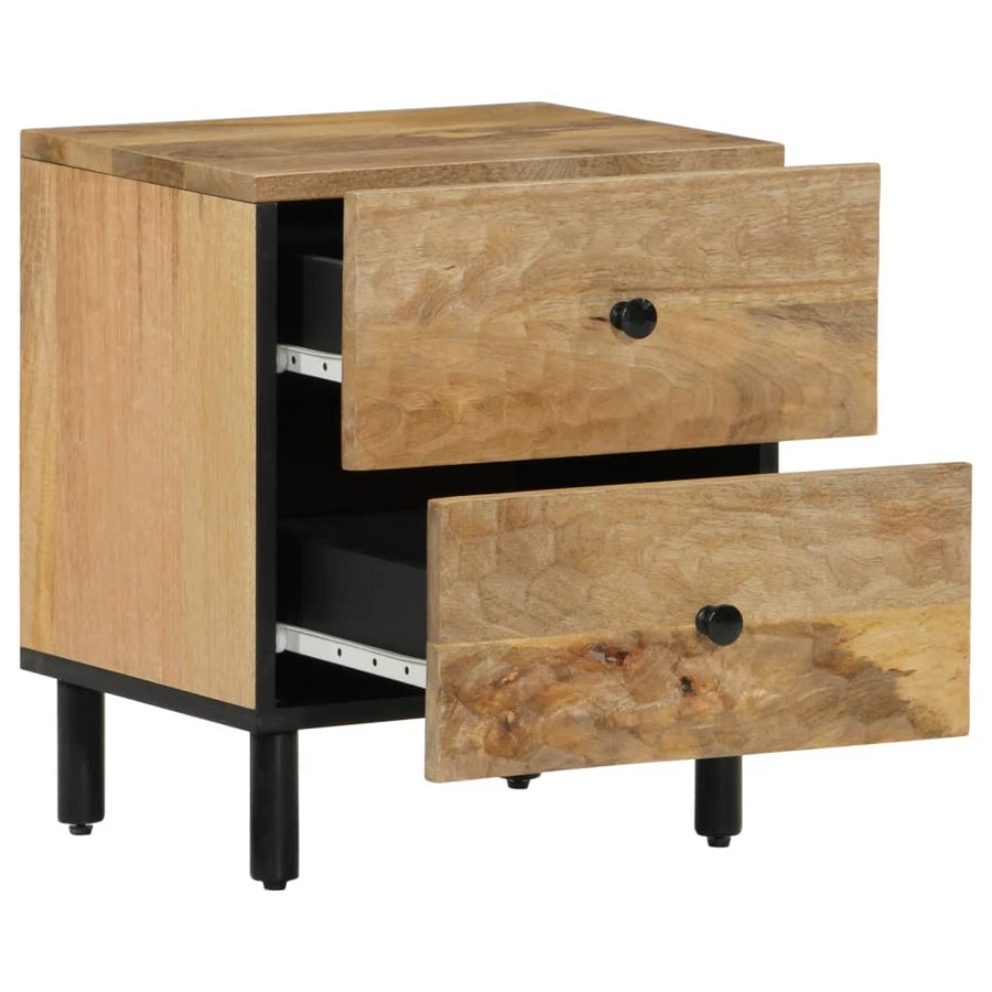 Nachtkastjes 2 st 40x33x46 cm massief mangohout 2 Naturel massief mangohout